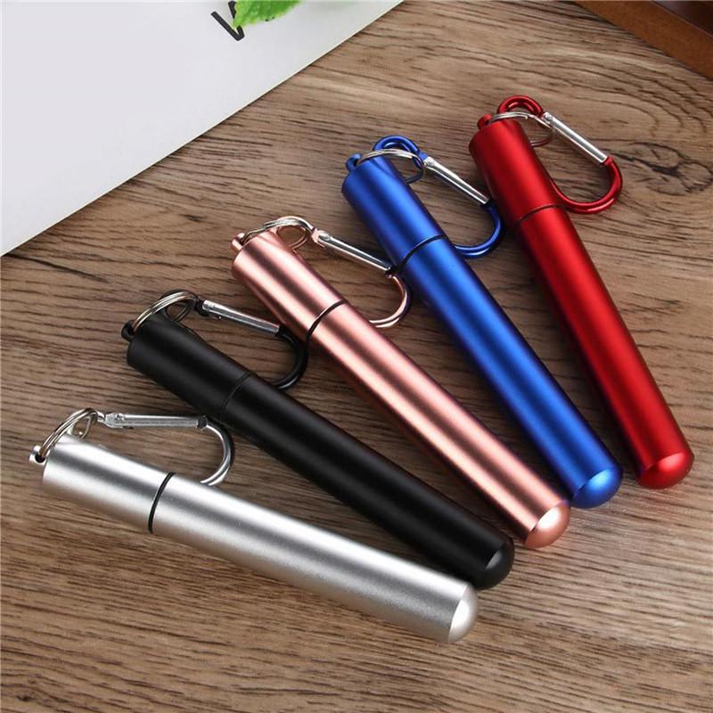 Телескопическая металлическая соломинка для питья, складная многоразовая соломинка, портативная соломинка из нержавеющей стали с футляром и щеткой для путешествий на открытом воздухе