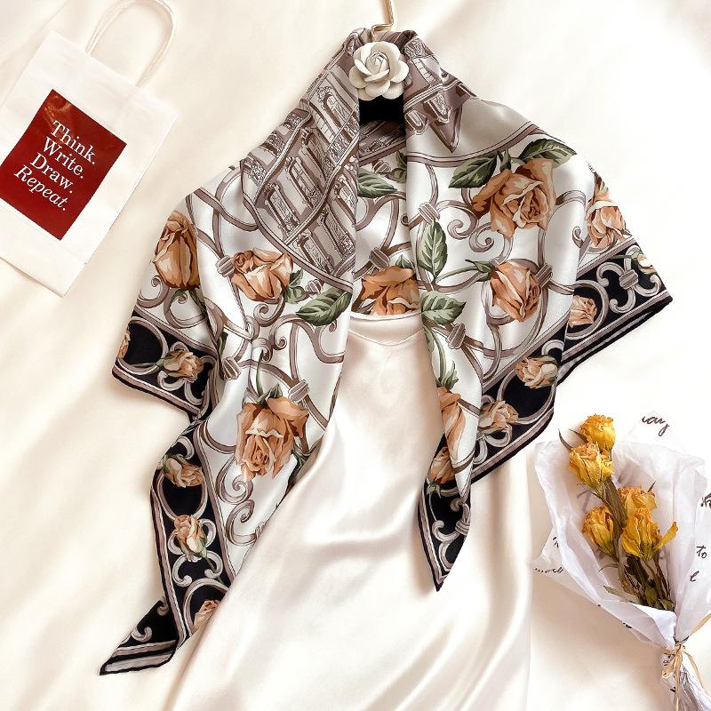 Early Autumn Retro New Twill Large Square Scarf for Women Fashion Printed Decorative Scarf Air Conditioning Shawl Scarf Scarf Scarf