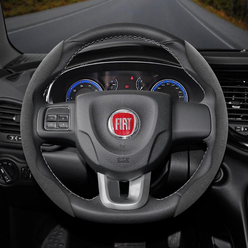 zkfan8 Suitable for Fiat Anti-Slip Buckle Segmented Suede Steering Wheel Cover Suitable for 500 Grande Punto Evo 169 Ducato Bravo Tipo Linea Albea