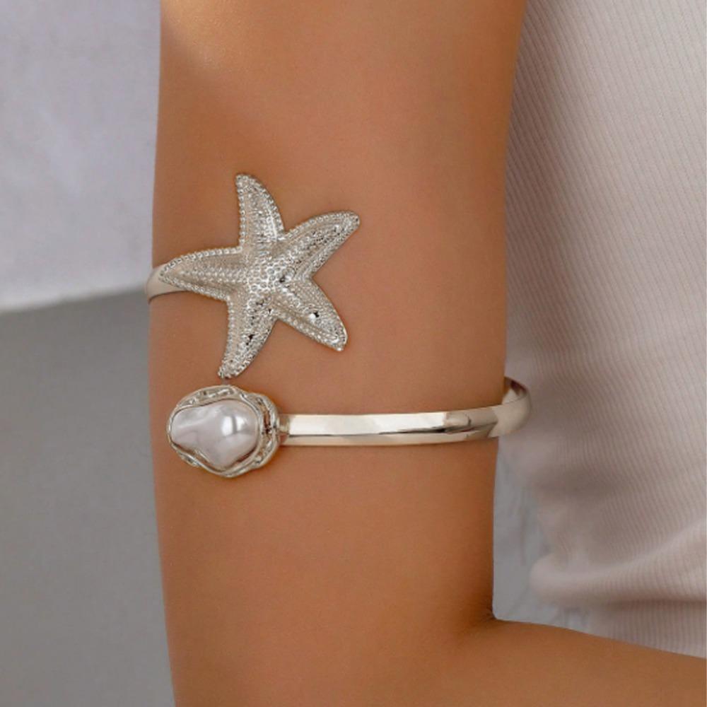 Pearl Starfish Upper Arm Cuff Bracelet Summer Armlet Bangle Ocean Beach Jewelry