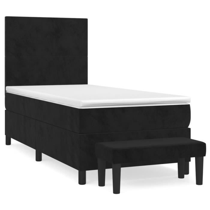 3137703 vidaXL Divan Bed with Mattress Black 90x200 Cm Velvet