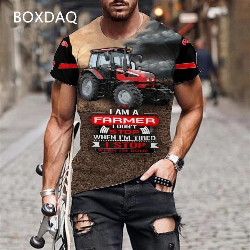 Мужские футболки с коротким рукавом и круглым вырезом с 3D-принтом «Трактор», «Автомобиль», «Фермер», «Инструменты», «Спортивные футболки»