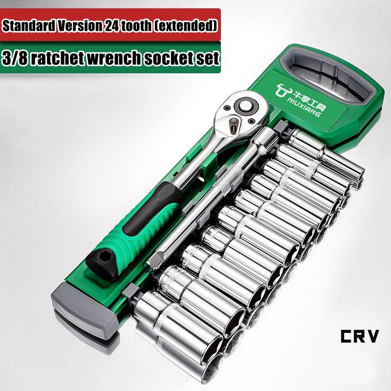 Drive Socket Set 1/4"-3/8"-1/2",CR-V Metric and Imperial Sockets with Quick-Release Ratchet Wrench,pro model 72 teeth, Sockets
