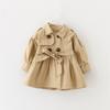 Trench Coat Girl Children's Spring Cute Long Jacket Kids Khaki Casual Outerwear Baby Khaki Fashion Windbreaker