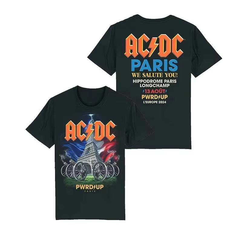 Лето 2025 Новые футболки ACDC Хлопковые футболки Хип-хоп Рок С коротким рукавом Бренд Мужские Женские Футболки Высококачественные Топы Уличная одежда