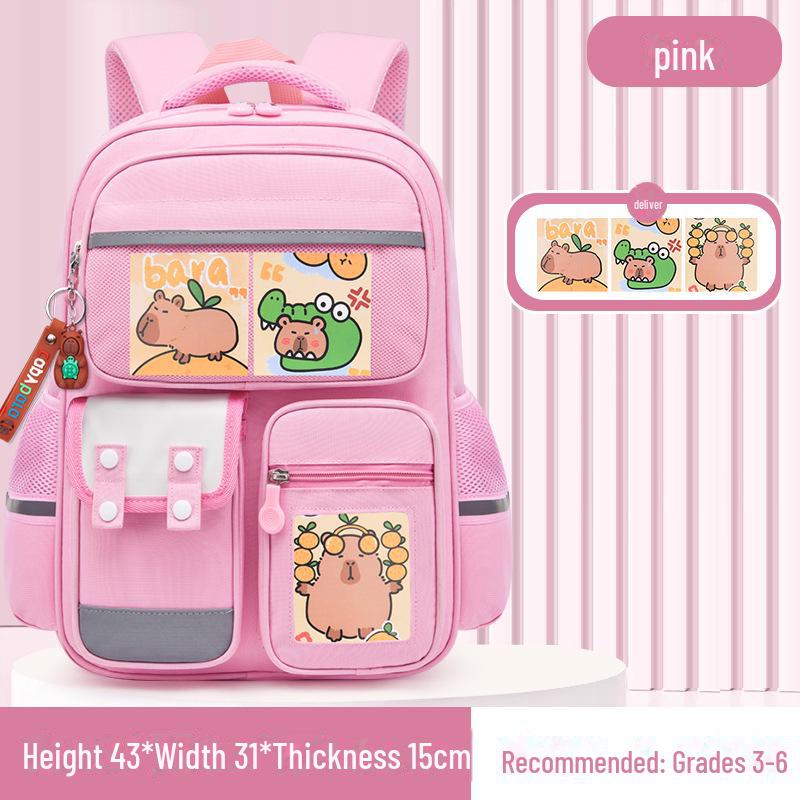 Рюкзак большой вместимости с капибарой для 1-6 классов - Милый и грязеотталкивающий дизайн для мальчиков и девочек