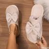 New Comfortable Cotton Slippers for Autumn Winter Butterfly Knot Cotton Drag Home Indoor Warmth Cotton Slippers for Home Use