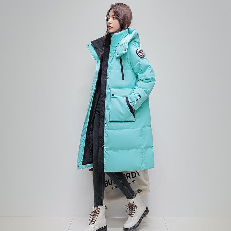 Women's Autumn And Winter Hooded Down Jacket Medium And Long White Duck Down High-end Coat Loose Thick Down Jacket