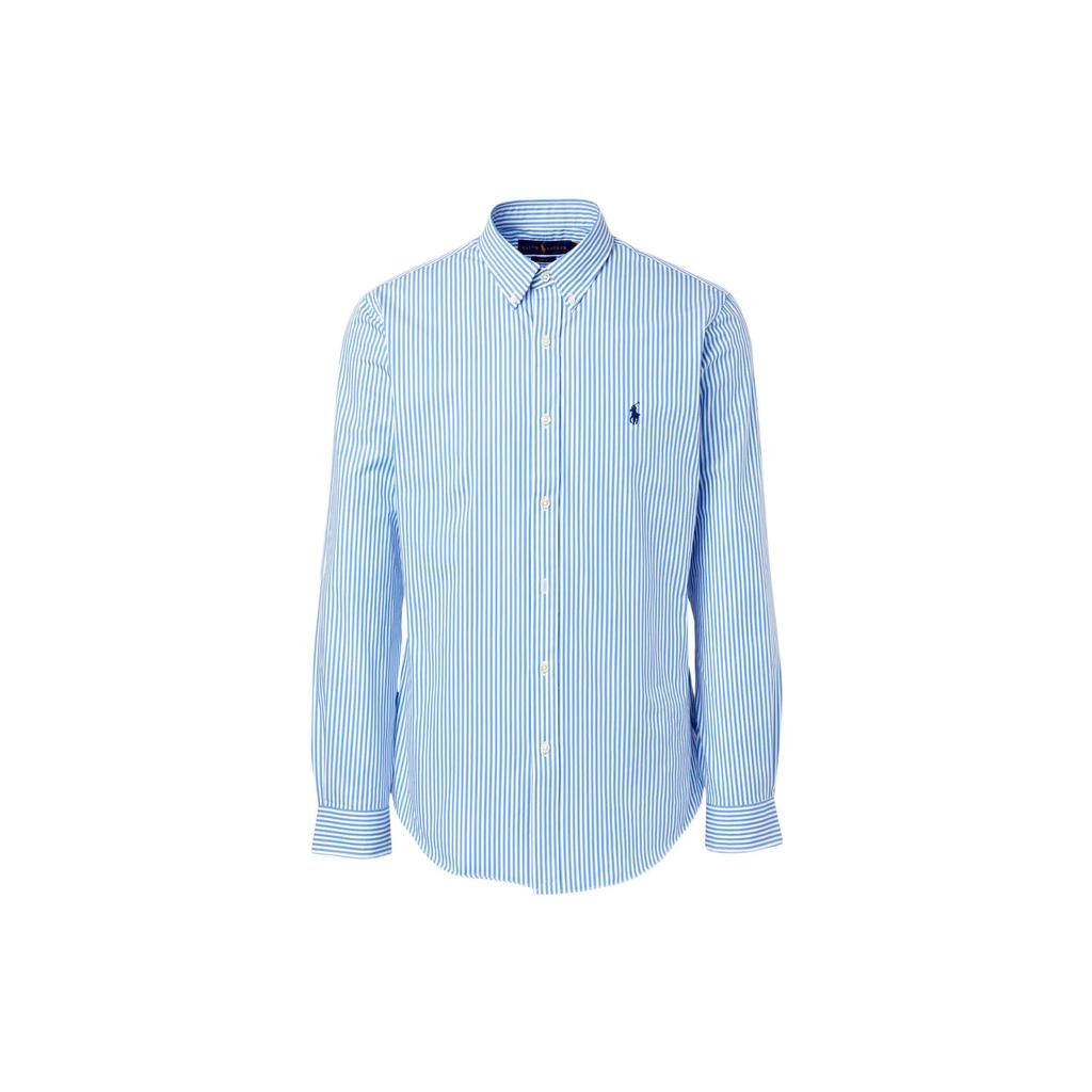 Polo Ralph Lauren Logo Вышитый Полосатый Принт Рубашка Поло Мужские Рубашки Синий 710859881-001