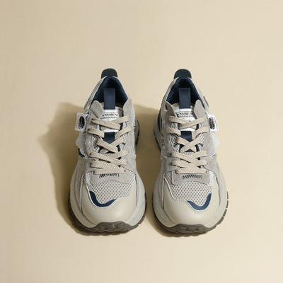 Весенне-осенние туфли для папы, универсальная повседневная спортивная обувь в стиле ретро на толстой подошве и сетке для женщин