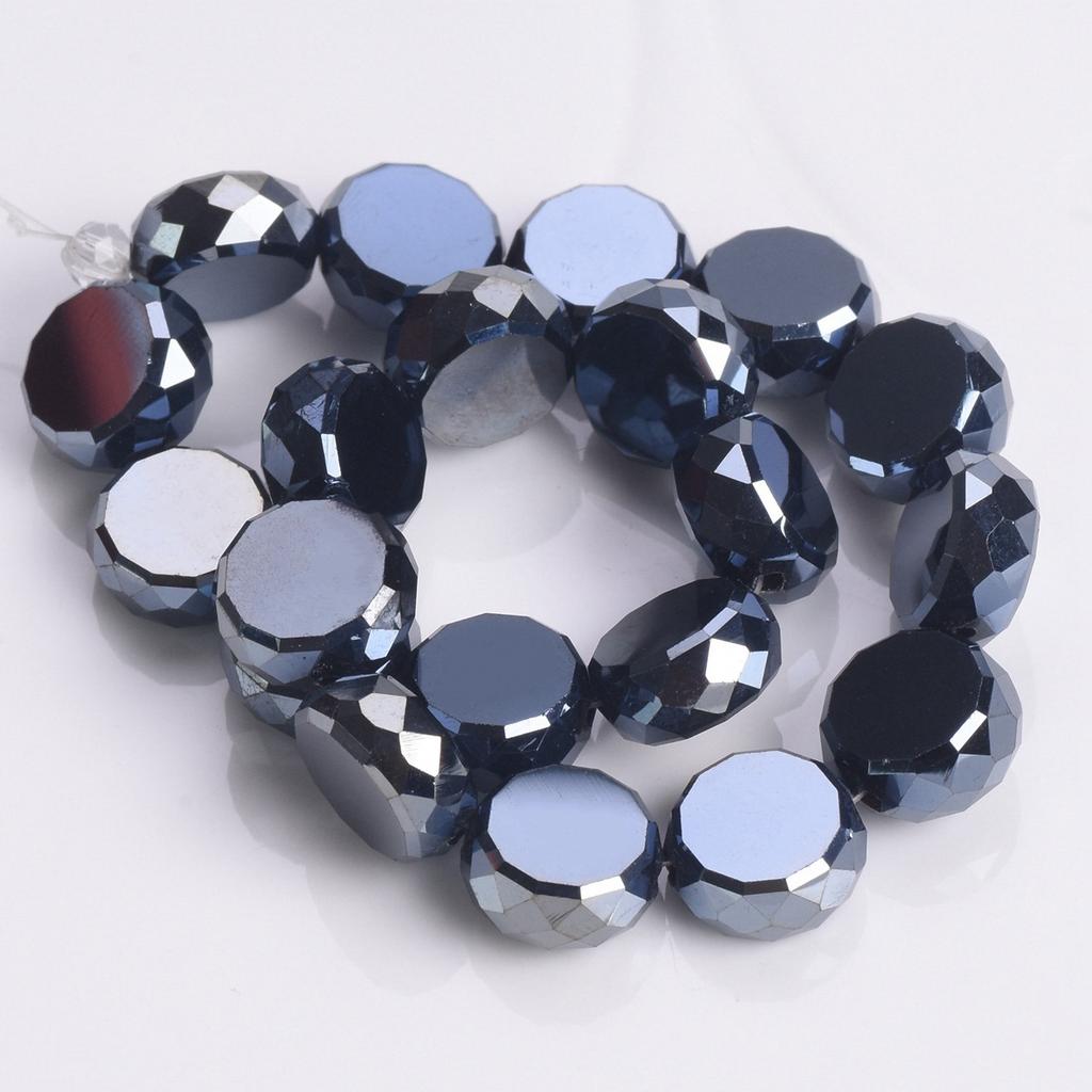 10pcs 10mm 12mm Flat Round Faceted Crystal Glass Colorful Plated Loose Beads For Jewelry Making DIY Findings