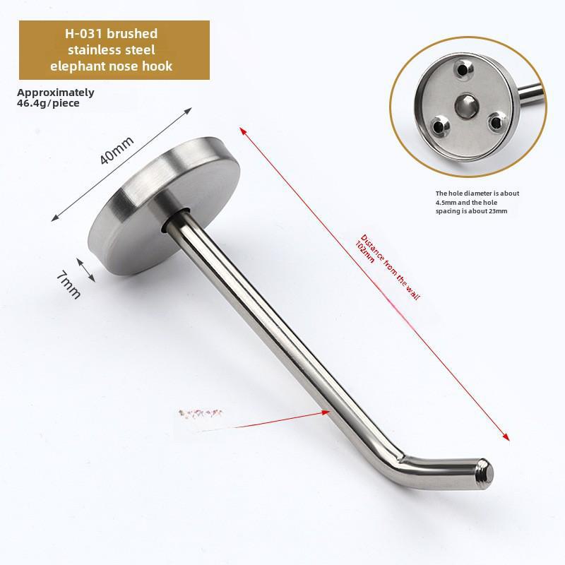 Black Stainless Steel Wall-Mounted Clothes Hook for Bathroom, Kitchen, or Door