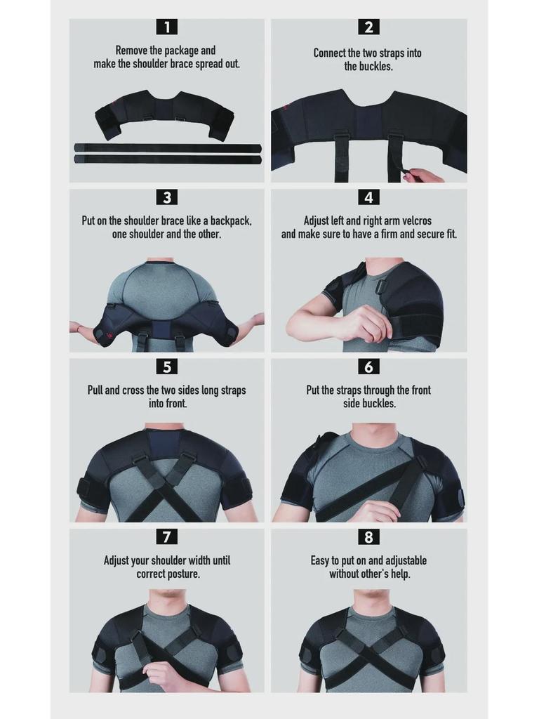 Регулируемый двойной плечевой бандаж для облегчения боли в спине с перекрестными ремнями