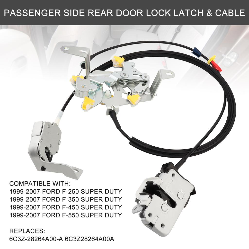 6C3Z-28264A00-A 6C3Z28264A00A Защелка замка задней двери со стороны пассажира и трос для Ford F250 F350 F450 F550 Super Duty 1999-2007 гг.