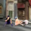 2 Pieces 1/64 People Figures Set Layout S Scale DIY Projects Micro Landscape Movie Props Resin
