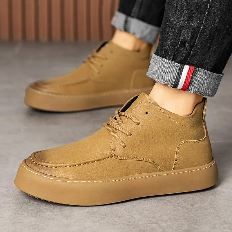 2024 Повседневная кожаная обувь Итальянская шнуровка Универсальная повседневная обувь Люксовый бренд Мужская повседневная британская ретро мужская обувь Размер 38-44