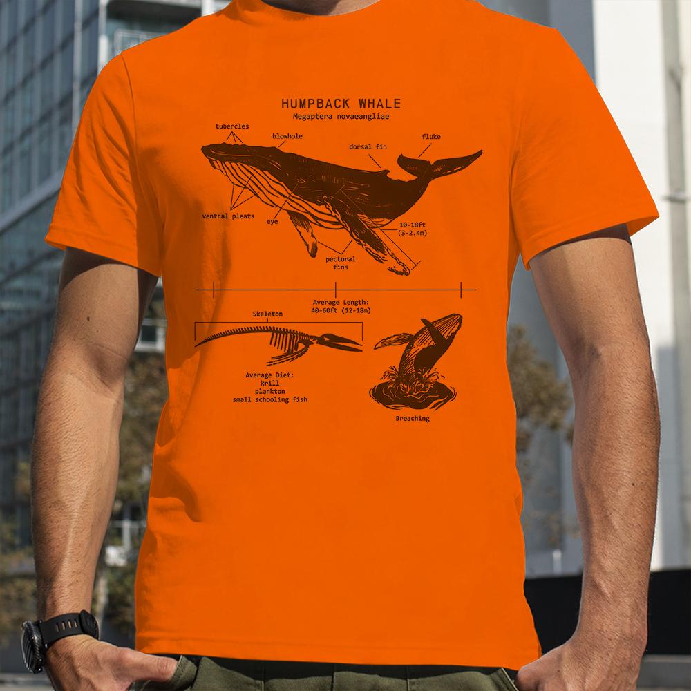 Humpback Whale Anatomy Shark Lover T-Shirt Summer Men Street Hip Hop Punk Style Boy Loose Oversized Casual Fashion Tees