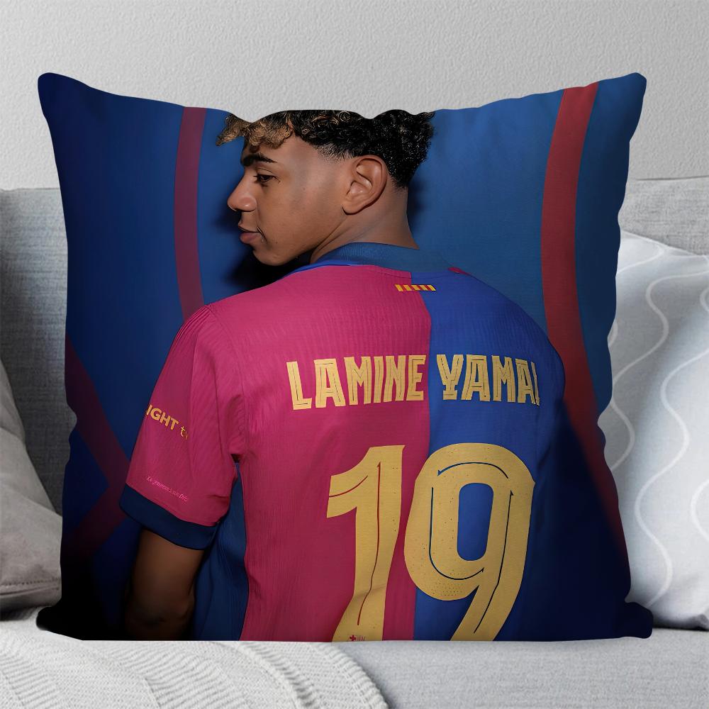 Football L-Lamine Number 19 Y-Yamal Pillow Case Square Pillow Bedroom Sofa Leisure Comfort Car Living Room Home Decoration 40X40