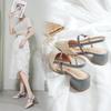 2025 Summer Elegant Thick High Heel Shoes with Baotou Solid Color Women's Shoes Women's Sandals Zapatillas Mujer Sandal