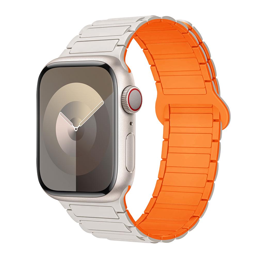 Совместимый силиконовый ремешок с магнитной застежкой для Apple Watch Серии 1-11, Ultra 3, SE 3, стиль «Три звена»