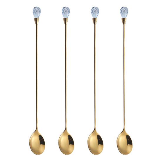 4Pcs Mixing Spoons Polished Surface Food Grade Comfortable Handle Non-sticky Rust-proof Stirring Bright Finish Stainless