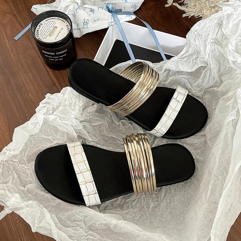 Классные тапочки женская верхняя одежда лето новые квадратные повседневные тапочки с открытым носком тонкие ремешки на плоской подошве