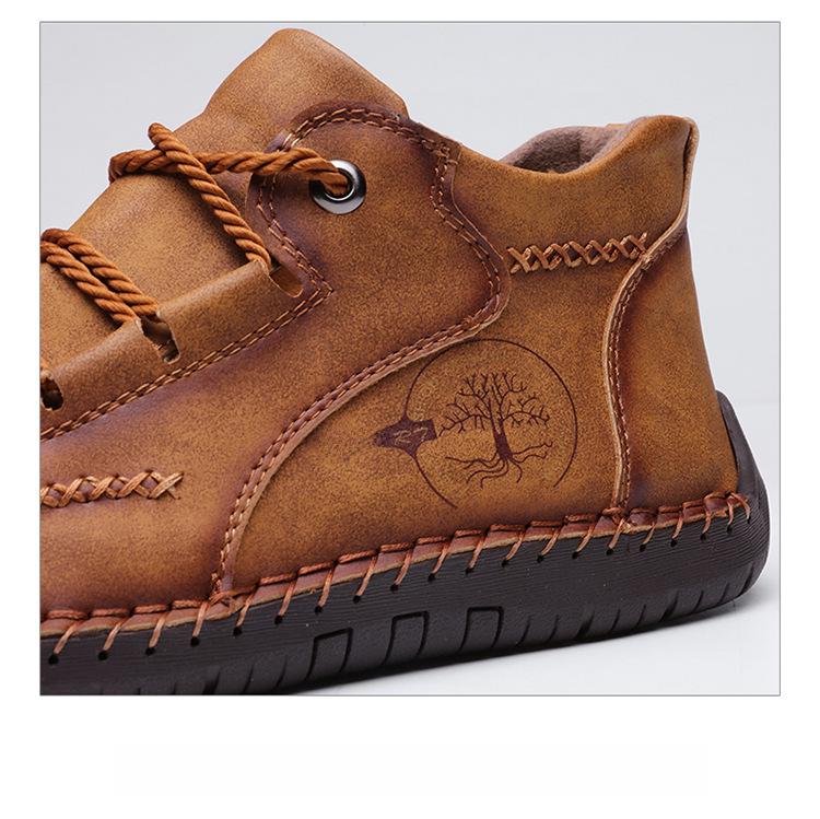 Мужские осенние короткие ботинки: Высокие кожаные туфли с плоским дном для работы на открытом воздухе. Кроссовки Cross border большого размера.