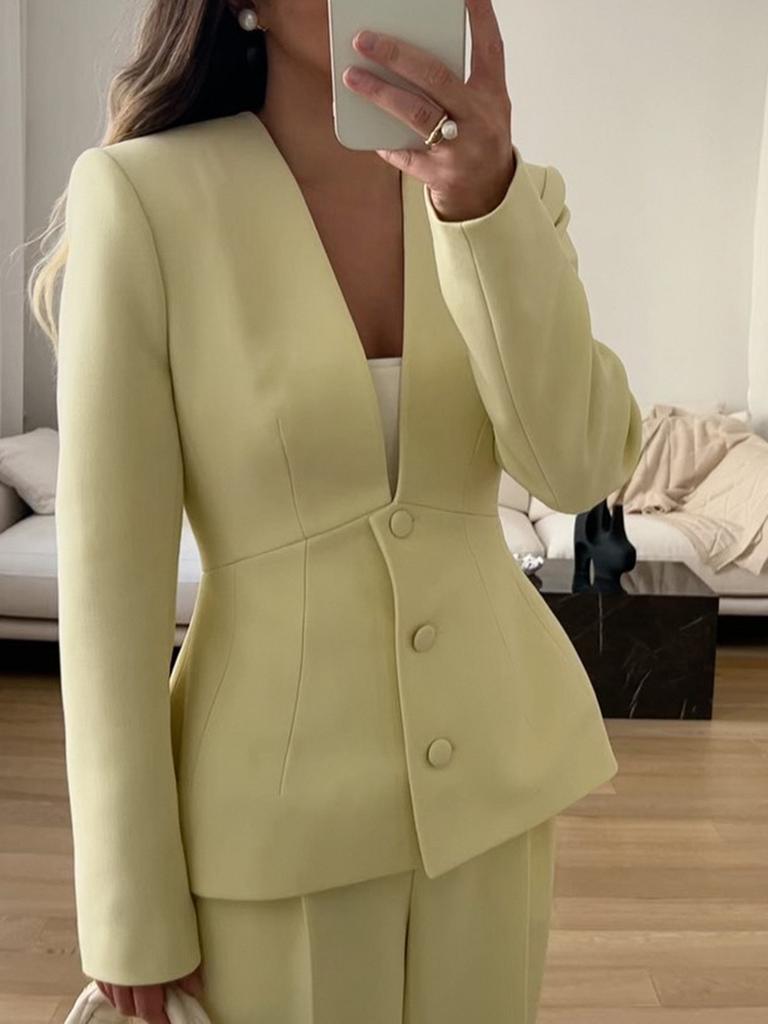 European American Fashion Simple Long-sleeved Suit Jacket Women's 2025 Autumn Winter