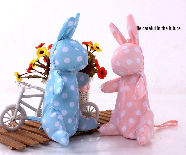 Новый зонт от солнца и дождя складной с мультяшным кроликом и в горошек