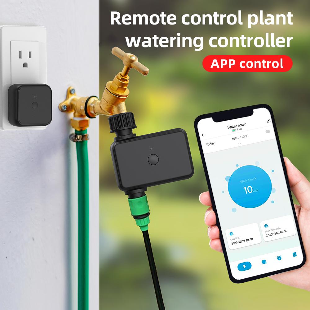 Automatic Water Timer with Gateway Dual Garden Hose Watering System Remote Sprinkler Programmer Support Alexa