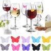 12pcs Butterfly Wine Glass Markers Silicone Wine Charms for Stem Glass 3D Drink Markers Identifiers Drink Tag
