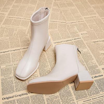 Модная обувь, женские ботильоны, черные короткие туфли для женщин, элегантные на среднем каблуке, из кожи, высокое качество, искусственная кожа, новинка 2024 года