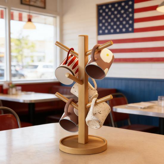 Настольная полка-держатель для стаканов из массива дерева, перевернутый держатель для чашек, несущая способность, штабелируемый, для кухни, ресторана, дома