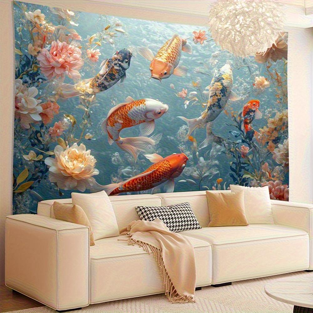 Boho Ocean Fish Koi Fish Art Design Tapestry Room Decoration Home Decor Bedroom Wall Hanging Fabric