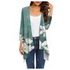 Женский кардиган неправильной формы с принтом, рукавами три четверти и карманной курткой