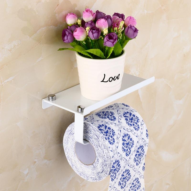 Stainless Steel Wall Mount Bathroom Toilet Paper Rolls Holder Tissue Shelf Organizer