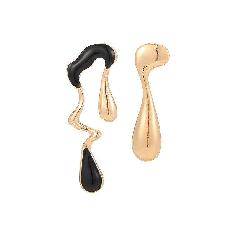European and American jewelry liquid irregular geometric stud earrings sweet and cool personality design sense simple alloy water drop earrings