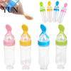 Infant Cereal Feeding Bottle Baby Silicone Squeeze Spoon, Single-handed Rice with Dispensing Spoon Flow Control, Easy Clean for Toddler