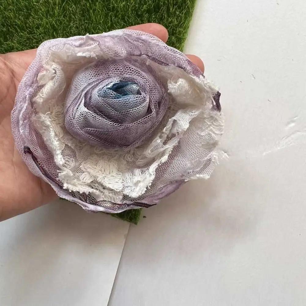 14 см 3D Органзовые Цветы DIY Шелковые Цветы Кружевные Аппликации Патчи Аксессуары для Свадебного Платья Градиентная Кружевная Отделка Швейные Аксессуары