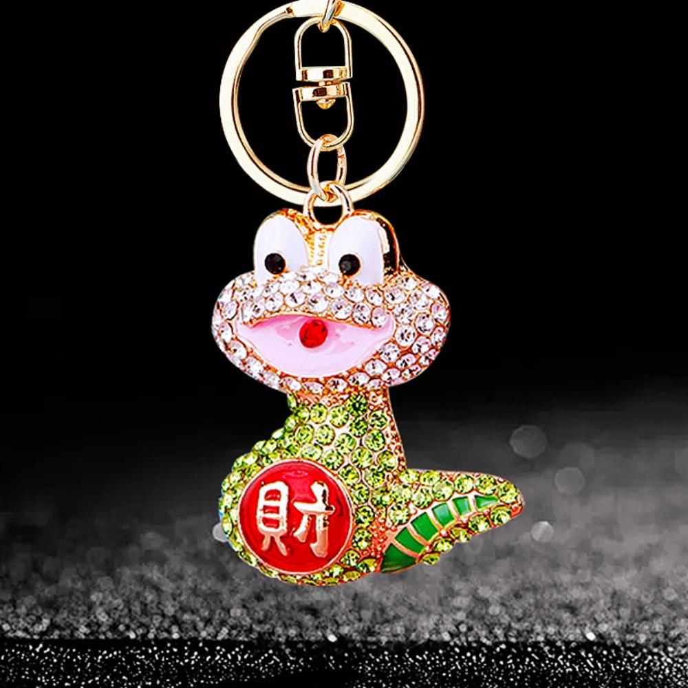 Fortune Rhinestone Snake Keychain Exquisite Women's Bag Pendant Cute Snake Lucky Pendant  Couple