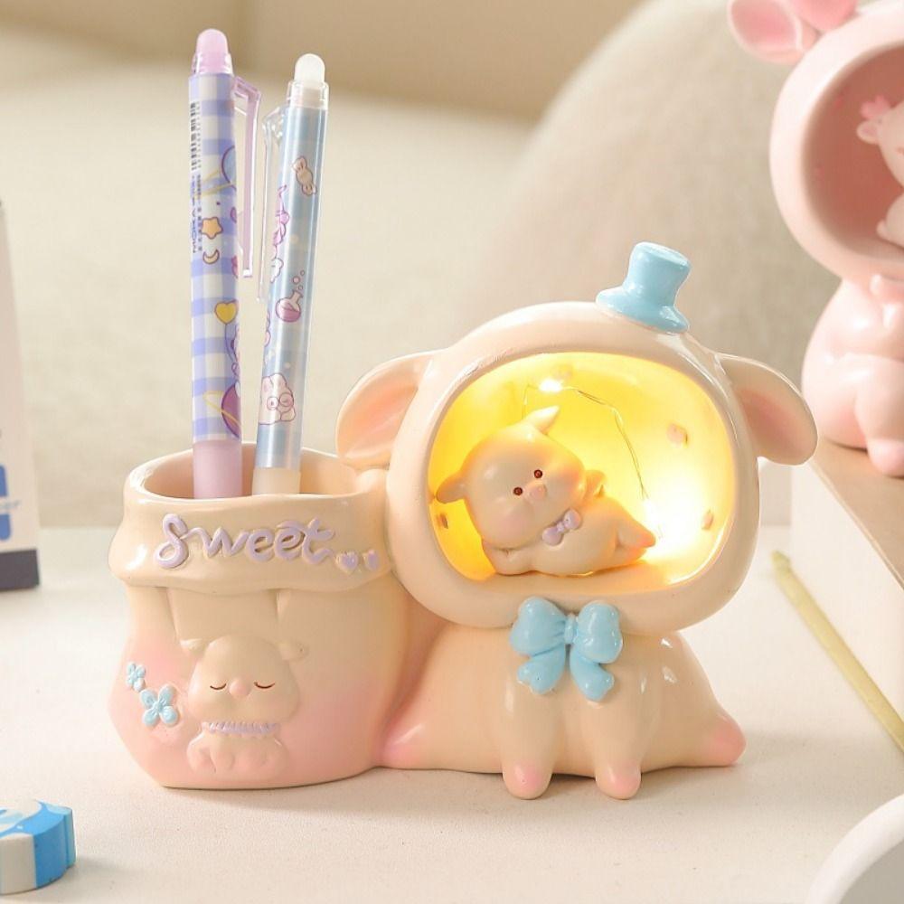 Cartoon Astronaut Pen Holder Little Bear/Pig Astronaut Ornament Makeup Brush Holder School