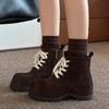 Женские ботильоны на плоской подошве, модные замшевые туфли на шнуровке 2025 года, тренд зимы, новый бренд, дизайнер, классика, готика, мотоцикл, ботинки для женщин