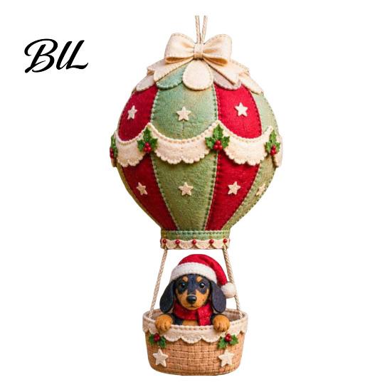 Festive Mantel Decoration Making Christmas Hot Air Balloon DIY Kit, 3D Felt Hanging Ornament Sewing Santa Kit Snowman Reindeer Angel Designs,