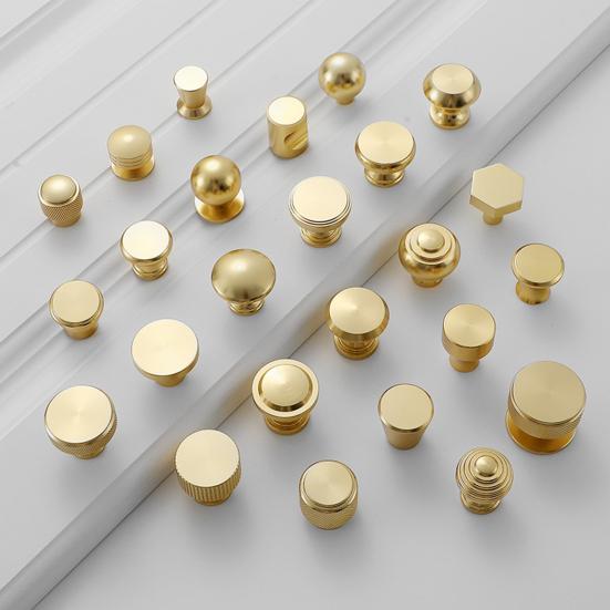 Round Gold Knobs Single Hole Cabinet Drawer Pulls Aluminum Furniture Hardware Handle