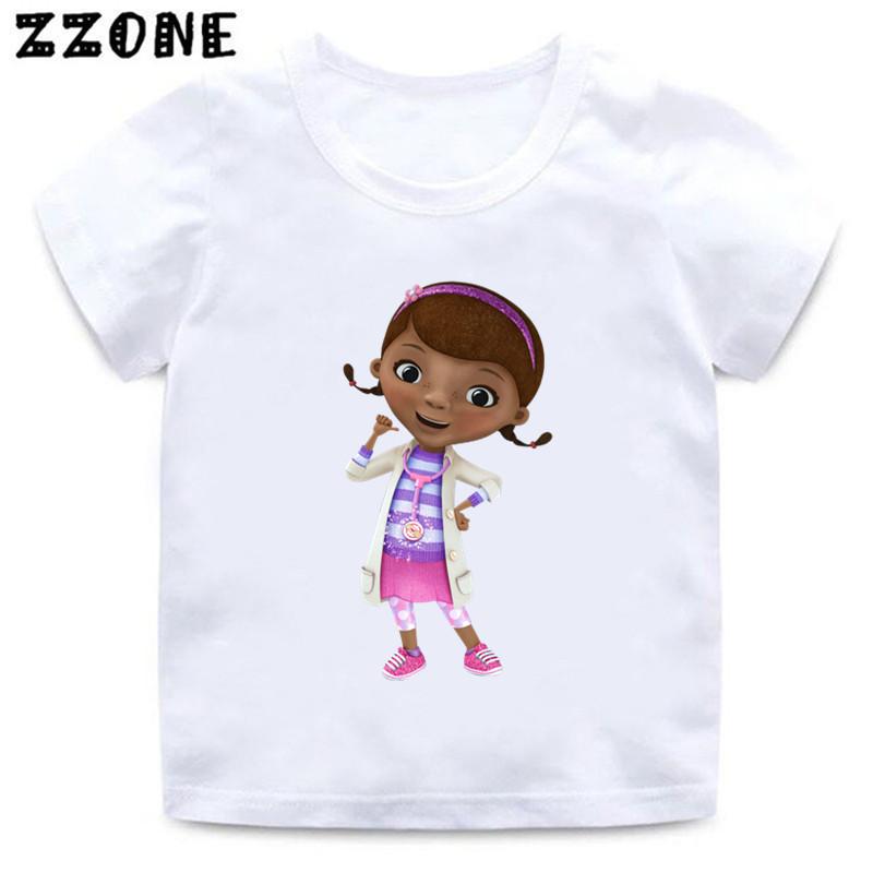 Doc McStuffins Clinic Girl Cartoon Kids Funny TShirts Cute Girls Clothes Baby Boys T shirt Summer White Children Topsooo5460