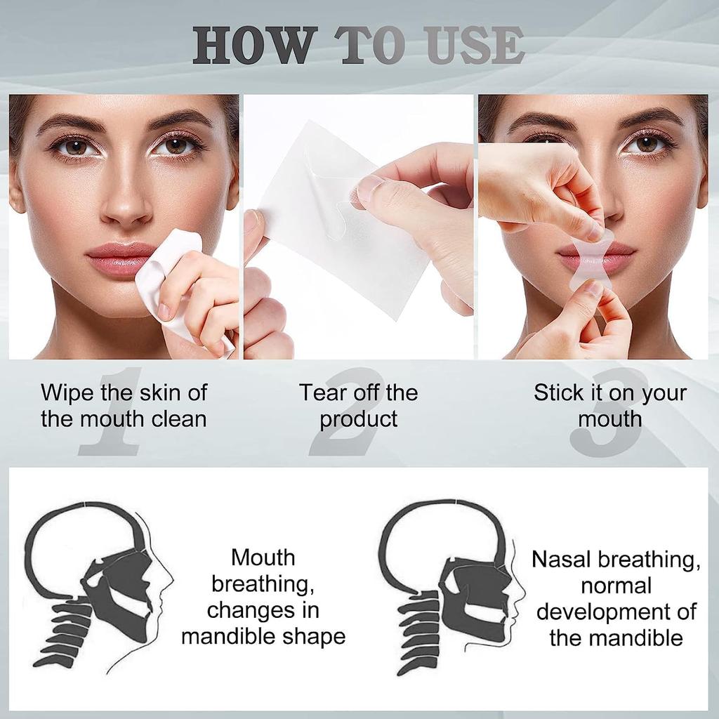 Полоска для сна Лента для рта от храпа Для улучшения дыхания через нос Улучшение сна в ночное время Меньше дыхания через рот и храпа