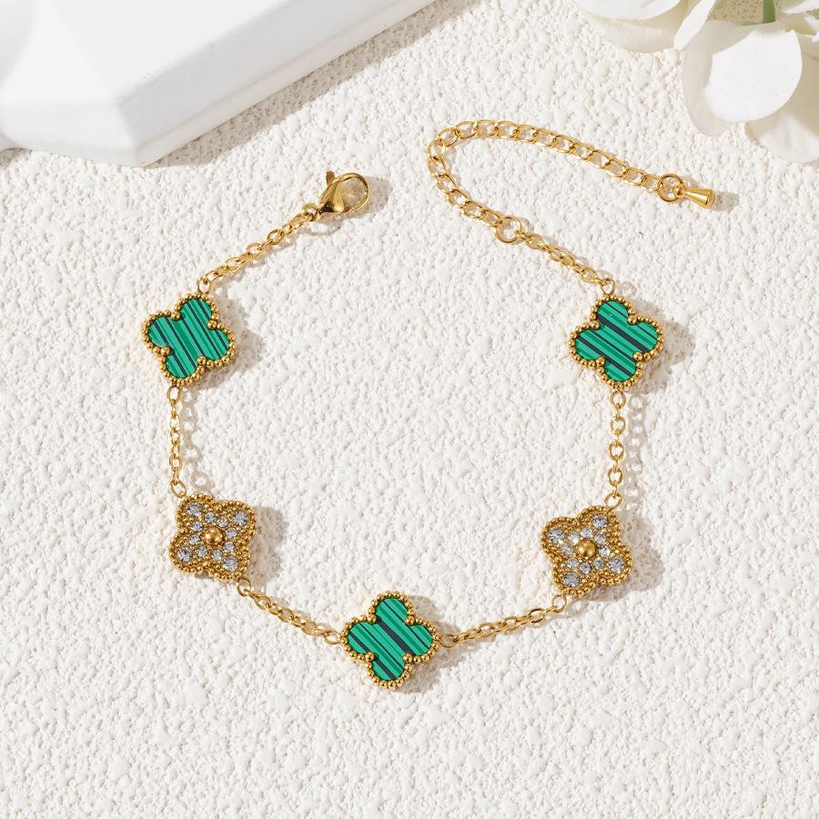 18k High-Grade Titanium Steel Bracelet Premium Feeling Women's Four-Leaf Clover Bracelet Fashion Hand Jewellery