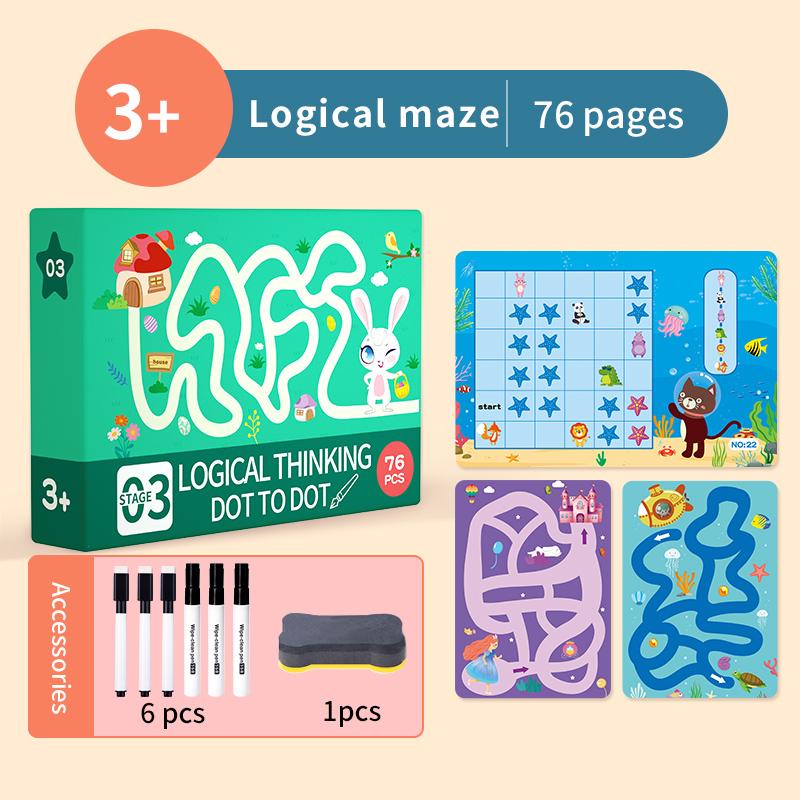 Kids First Reusable Writing Book Brain Development Tool Portable Left Right Brain Training Early Learning Aid