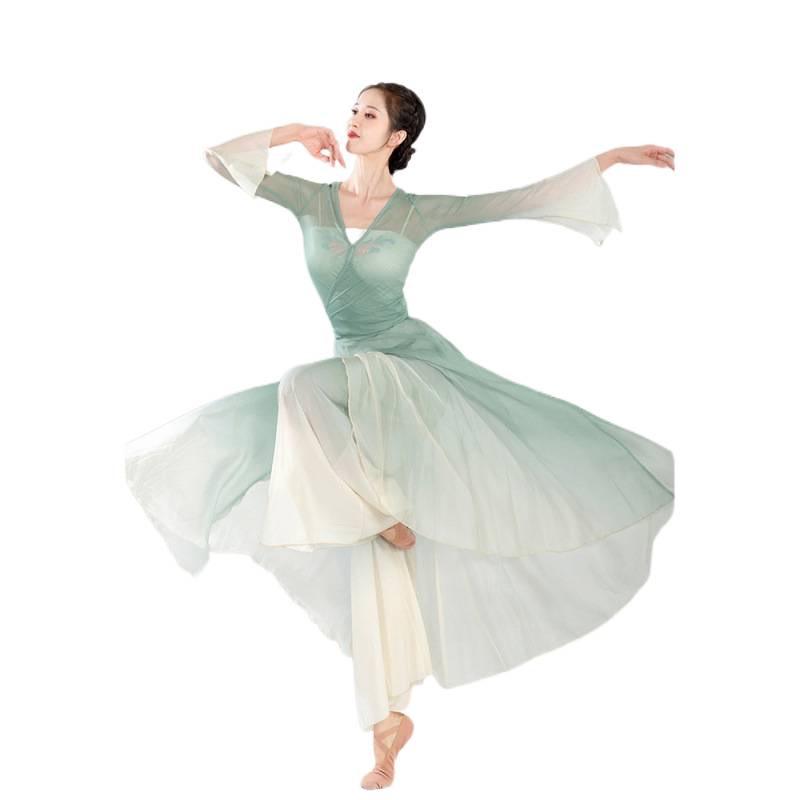 Элегантное платье из марли для китайского классического танца - Приталенный костюм для выступления в сказочном стиле