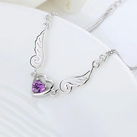 Women Bracelet Heart Cubic Zirconia Wing Shape Adjustable Length Angel Wrist Chain